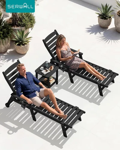 Miniatura 8 de SERWALL Mesa auxiliar Double Adirondack, Mesa auxiliar de forma rectangular, Negra