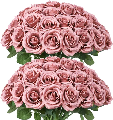 Miniatura 35 de LVEFIT 12 rosas artificiales de seda de color naranja quemado, ramo de rosas de seda de tallo largo para bodas, despedidas de soltera, fiestas