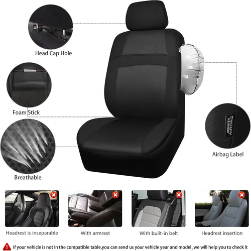 Miniatura 3 de CAR PASS - Fundas de asiento universales de 13 piezas de malla de aire 3D - 100% transpirables, juegos completos, cubierta de volante y cinturón