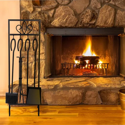 Miniatura 2 de Lavish Home Juego de herramientas para chimenea de 5 piezas para fogatas y estufas de leña, 29.13 pulgadas, color negro