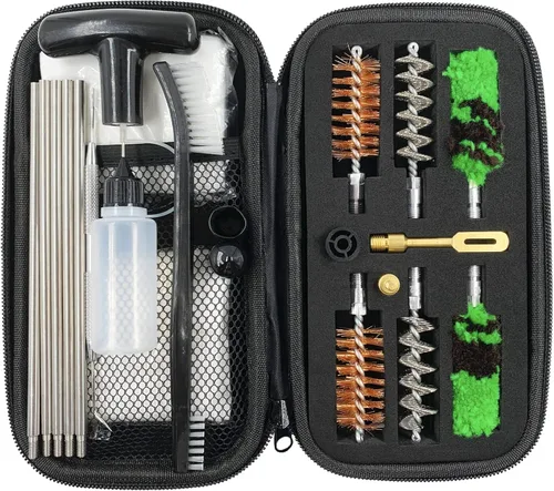 Kit de limpieza de escopeta calibre 12, incluye doble consumibles, varilla de limpieza de acero inoxidable de 30 pulgadas (rosca 8-32) con adaptador.
