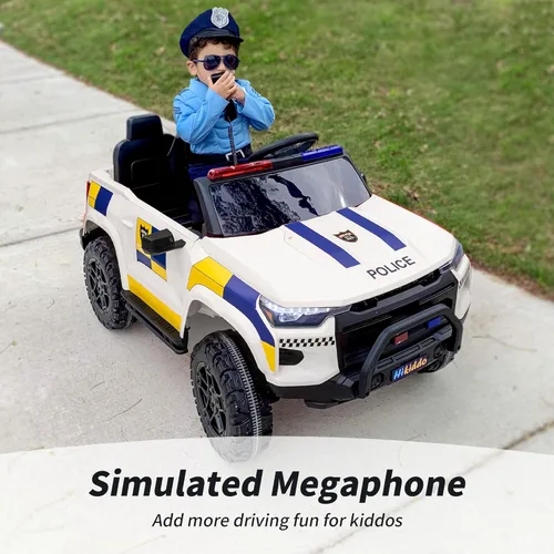 Miniatura 5 de Hikiddo Coche eléctrico de policía para niños de 2 plazas, juguete de paseo de 24 V 10 AH para niños grandes con control remoto, motores de 4 x 200