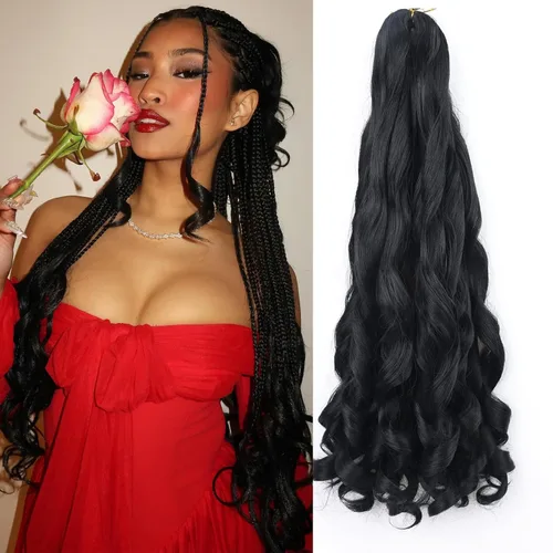 Miniatura 39 de Cabello rizado francés trenzado de 10 pulgadas, color 4, cabello rizado preestirado, 8 paquetes de trenzas de ganchillo de rizo francés para trenzas