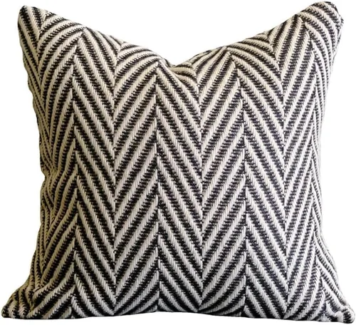 Miniatura 10 de vctops Funda de cojín de punto bohemio en blanco y negro, funda de cojín tejida con flecha, decoración cuadrada para sofá, dormitorio, sala