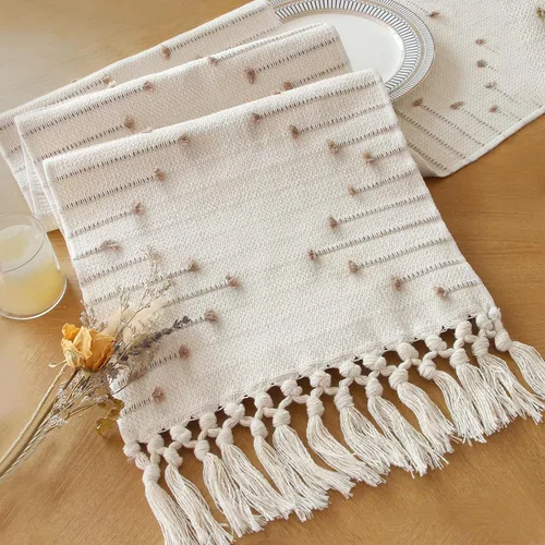 FEXIA - Camino de mesa bohemio con borlas, para decoración del hogar, de macramé para decoración de habitación, comedor, dormitorio, despedida de