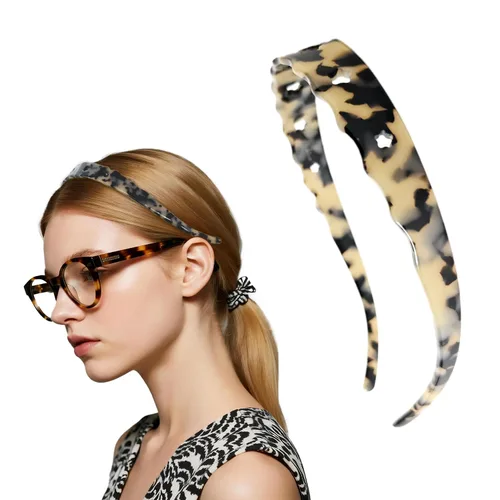 Miniatura 13 de Diademas de acetato para mujer - Diademas delgadas antideslizantes con dientes, diseño amigable con gafas, accesorios para el cabello estilo 90s