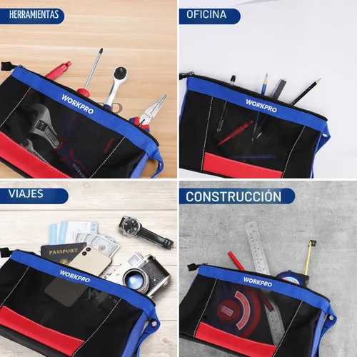 Miniatura 7 de WORKPRO Bolsas para herramientas de 12", bolsa de herramientas pequeña resistente, bolsa pequeña para herramientas utilitarias para organizadores