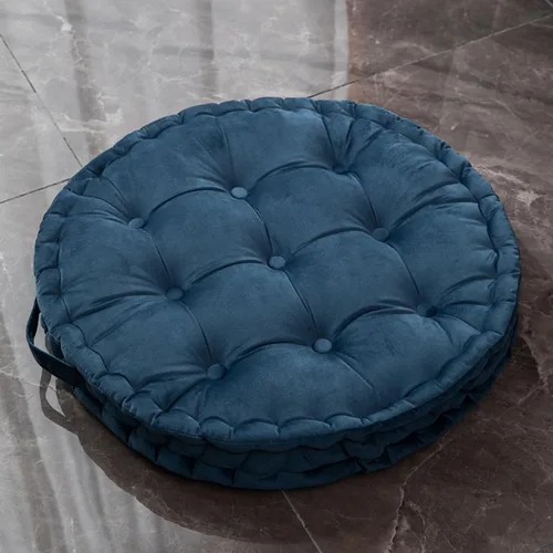MOJUN Almohada redonda de meditación, almohadas grandes para adultos, almohada redonda gruesa de terciopelo holandés con asa para yoga, sala de Azul