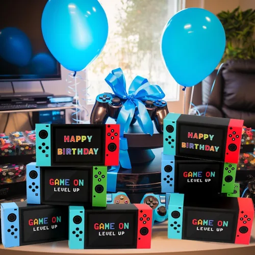 Miniatura 4 de Cajas de regalo para fiestas de videojuegos, 12 unidades, cajas de regalo con temática de juego para niños, suministros de fiesta de cumpleaños