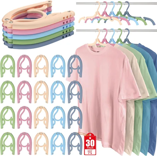30 Piezas Perchas de Viaje Portátiles Plegables Organizador de Perchas de Viaje, Estante de Secado de Ropa de Plástico Artículos Esenciales para