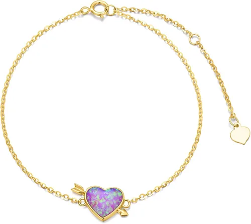 WSX Solid 14k SunflowerHeart Charm Bracelet for Women Girls Charm Bracelets Gifts for Her Graduation Birthday Valentine