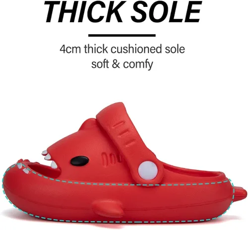 Miniatura 4 de GUUMOR Sandalias de tiburón para niños, pantuflas de tiburón para niños y niñas, sandalias de almohada con suela gruesa, suaves y antideslizantes