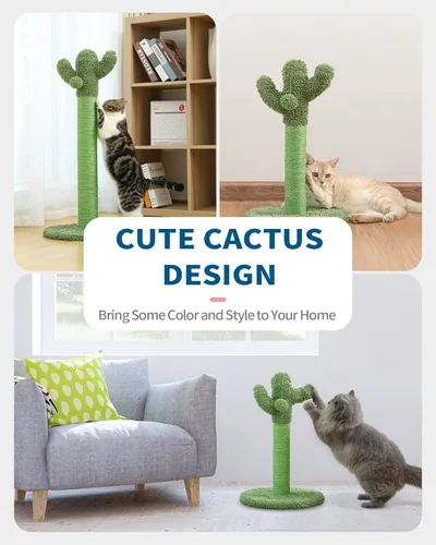 Miniatura 8 de MADE 4 PETS - Poste rascador de gato de 25.6" con cactus, rascador de gato con cuerda de sisal para gatitos, poste vertical para rascar para gatos