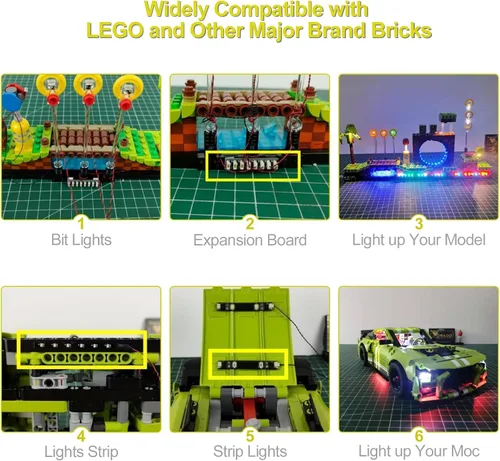 Miniatura 5 de BrickBling Placas de expansión de 6 puertos, ilumina tus ladrillos, conecta luces LED (2 piezas)