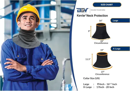 Miniatura 5 de BSV Welding Neck Protection - Protector de cuello resistente a cortes, arañazos y calor, para hombres y mujeres, grande, color negro