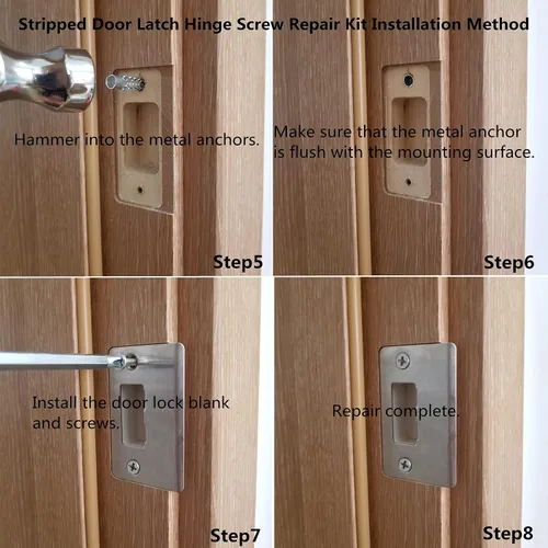 Miniatura 4 de Kit de reparación de jamba de refuerzo de hardware de seguridad de puerta de tornillo, excelente solución para bisagra de puerta pelada, reparación
