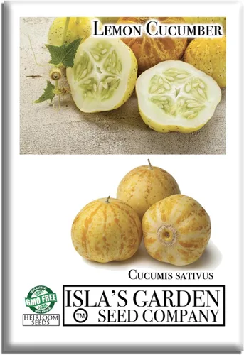 Semillas de pepino de limón para plantar: más de 125 semillas sin OMG y reliquias, pepino amarillo redondo único, sabor crujiente y suave, por