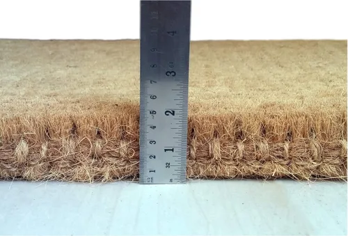 Miniatura 7 de Tapete de fibra de coco natural, para puerta de entrada, rectangular, resistente, para patio, atrapador de suciedad antideslizante, decoración