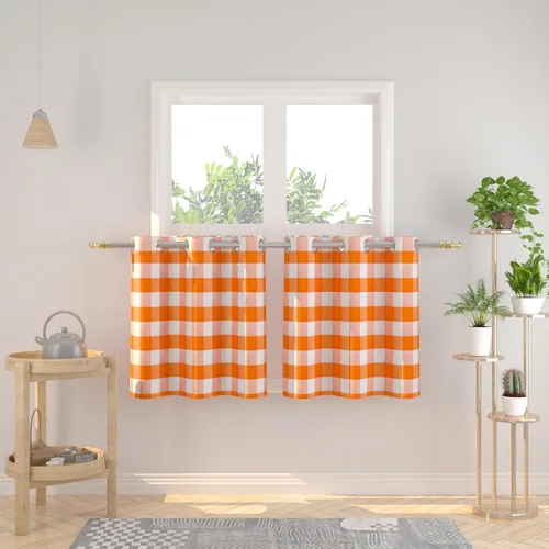 Miniatura 137 de Cortinas de 24 pulgadas de largo con diseño Buffalo Check Gingham Plaid para ventanas de cocina y baño, tratamiento para ventanas con 2 paneles
