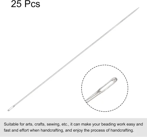 Miniatura 3 de uxcell 25 agujas de rebordear finas finas largas rectas hilos de bordado de acero inoxidable 3.94 pulgadas
