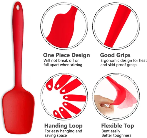 Miniatura 2 de P&P CHEF - Juego de 7 espátulas de silicona resistentes al calor, juego de utensilios de cocina para cocinar antiadherentes, mezcla de hornear