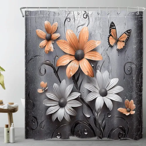 Miniatura 16 de LB Get Naked - Cortina de ducha pequeña de 48 x 68 pulgadas, forro de cortina de ducha de tamaño medio azul y rosa, cortinas de ducha estrechas