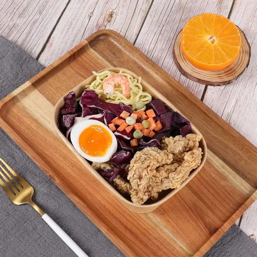 Miniatura 5 de Cuencos de papel kraft desechables de 17 onzas con tapas, recipientes rectangulares para alimentos, cuencos de sopa, suministros de fiesta, cuencos