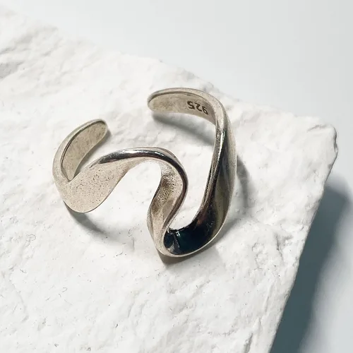 Miniatura 29 de Anillos de banda ancha de plata de ley 925 vintage hechos a mano para mujeres/hombres, anillo ajustable para el pulgar