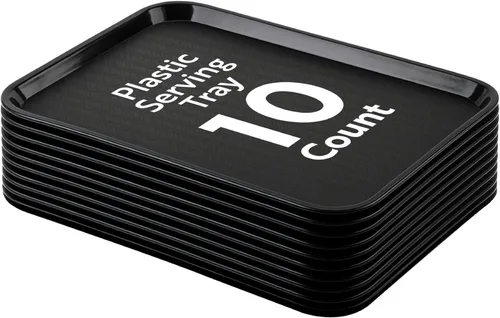 Miniatura 29 de Restaurantware RW Base - Bandejas de comida rápida de 10 x 14 pulgadas, 10 bandejas resistentes para cafetería, bandejas de plástico azul ligeras