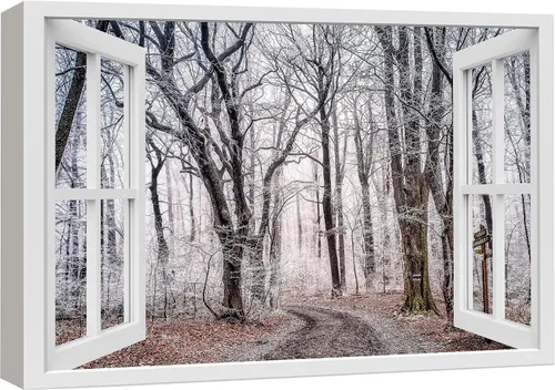 Miniatura 39 de Cuadro decorativo con diseño de ventana moderna blanca con vista, de la marca Wall26®