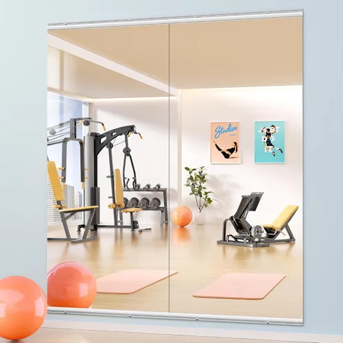 Miniatura 46 de Hasipu 3 piezas de espejos para gimnasio en casa de 48''x24'', espejos grandes de cuerpo entero montados en la pared para yoga, baile, fitness