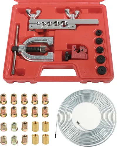 Miniatura 9 de Kit de línea de freno YAKEFLY de 25 pies x 3/16 pulgadas con revestimiento de cobre, con 16 accesorios y 4 uniones de accesorios de línea de freno