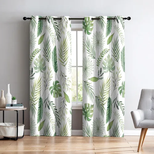 Miniatura 45 de Renaiss - Cortinas opacas florales boho, cortinas de ventana con aislamiento térmico y estampado de flores y plantas bohemias para dormitorio