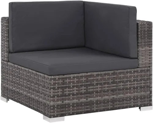 Miniatura 3 de Ensemble de Salon de Jardin Modulaire 12 Pièces Gris y Rotin Synthétique PE Résistant aux Intempéries Pour Terrasse, Balcon et Jardin con Coussins