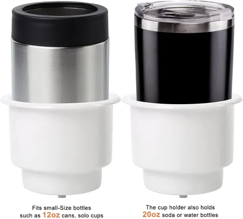 Miniatura 5 de Amarine Made 4pcs sostenedor de plástico marino para bebidas con inserto de drenaje, color blanco