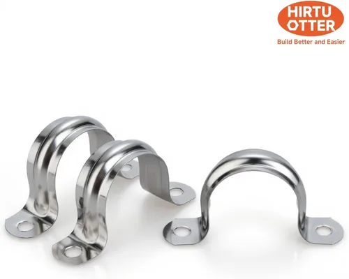 Miniatura 4 de 25 abrazaderas de tubo extra anchas de acero inoxidable 304 de 1-1/4 pulgadas, clips de conducto con soporte en U de dos agujeros para HVAC