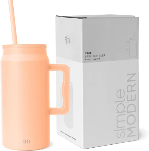 Miniatura 13 de Simple Modern - Vaso de 1,5 l con asa y tapa con pajita, botella de agua grande de acero inoxidable reutilizable con aislamiento, regalos para Rocío