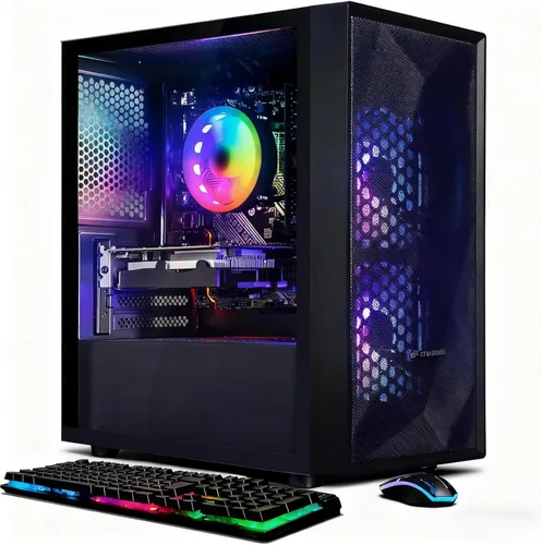 Miniatura 7 de STGAubron Computadora de escritorio para juegos, AMD Ryzen 5 2600 hasta 3.9G, Radeon RX 580 16G, 16G DDR4, 512G SSD, WiFi 6, BT 5.0, ventilador RGB