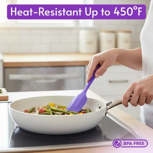Miniatura 4 de Juego de 4 espátulas de silicona sin gluten, resistentes al calor, antiadherentes, de grado alimenticio, para hornear y cocinar, sin BPA y aptas