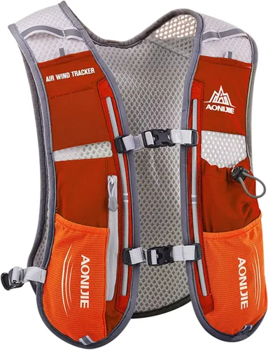 AONIJIE Hydration Vest Pack Backpack 5L 5.5L Marathoner Running Vest Race Hydration for Women and Men Trail Run Hiking Jogging Naranja y sin vejiga