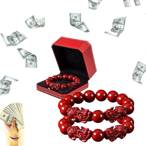 Dosurgorn Pulsera de cinabrio Feng Shui para mujer, cinabrio en polvo, Feng Shui, pulsera de Feng Shui para riqueza y protección, amuleto de dinero