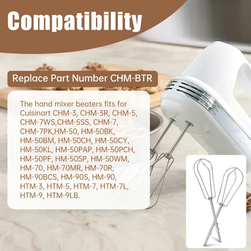 Miniatura 3 de Batidores de repuesto para batidora de mano Cuisinart CHM-3 CHM-5 CHM-7 HM-50 HM-70 HM-90 HTM-9LT, piezas de repuesto de batidora de mano CHM-BTR