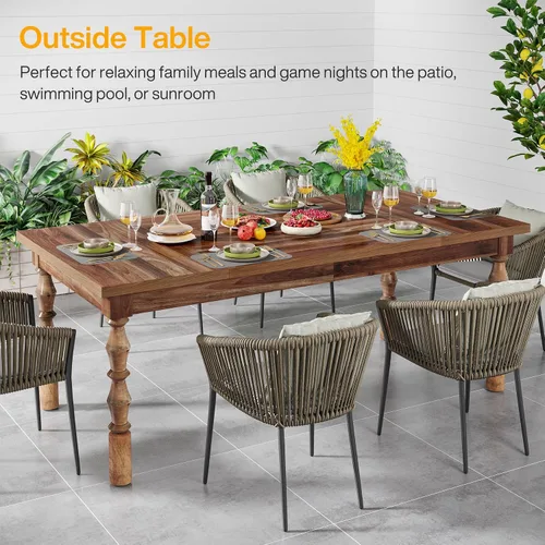 Miniatura 7 de Tribesigns Mesa de comedor de granja de 62 pulgadas para 4-6 personas, mesa de cocina rectangular grande, mesa de comedor, muebles de cocina y Nogal