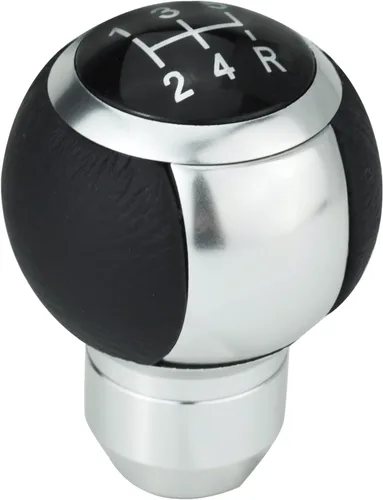 Miniatura 10 de Pomo de Palanca de Cambios de Cuero de 5 Velocidades Cabeza Bola Shifter de Carreras Manija Compatible con la Mayoría de Vehículos Manuales, Negro