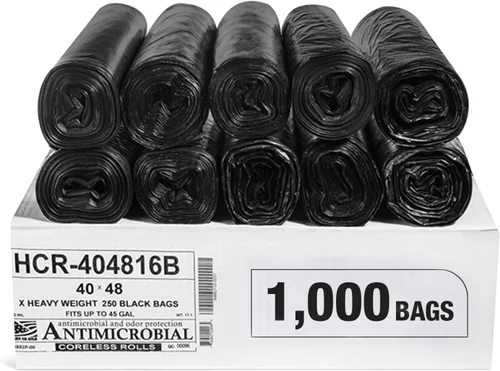 Miniatura 45 de Aluf Plastics Bolsas de basura de alta densidad, 10 galones, 1000 unidades, 6 micrones (eq), 24" x 24", transparentes, para baño, oficina
