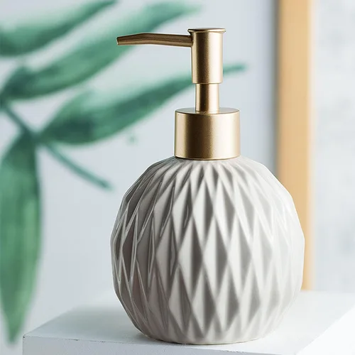Miniatura 10 de Ceramics - Dispensador de jabón dorado para baño, dispensador de jabón de alivio para fregadero de cocina, botella de jabón líquido recargable