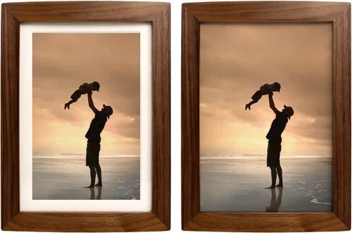 Miniatura 7 de Marcos de fotos de madera natural maciza con paspartú para pared, marco de fotos rústico de mesa, pantalla vertical u horizontal para pared, diseño
