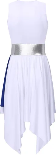 Miniatura 114 de easyforever Vestido de baile sin mangas con bloques de color para mujer, alabanza litúrgica, ropa de baile lírico, vestido de bata de adoración