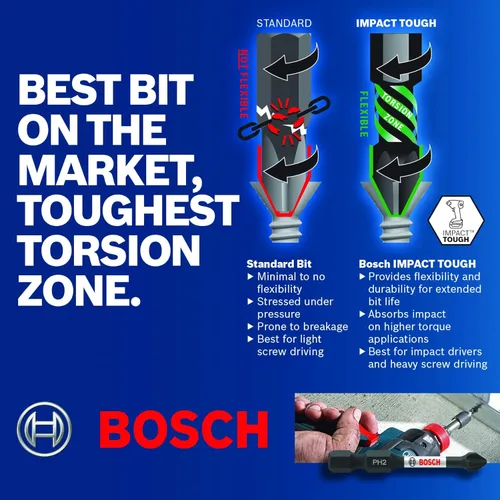 Miniatura 7 de Bosch ITDET25601 Broca Impact Tough, 1 pieza, 6 pulgadas, torque 25, de doble punta para destornillador eléctrico (Paquete de 2)