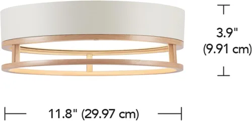 Miniatura 4 de GLOBE Electric 66000038 18.5W Lámpara de techo empotrable LED integrada para interior y exterior, blanco mate, acento en tono madera, mejoras